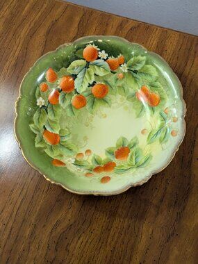 Vintage Bavarian Earthenware majolica bowl featuring vibrant Strawberry's
